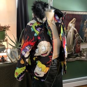 Member’s Only Rugrats Nickelodeon Puffer Zip Up Streetwear Furry Hood Coat NWT